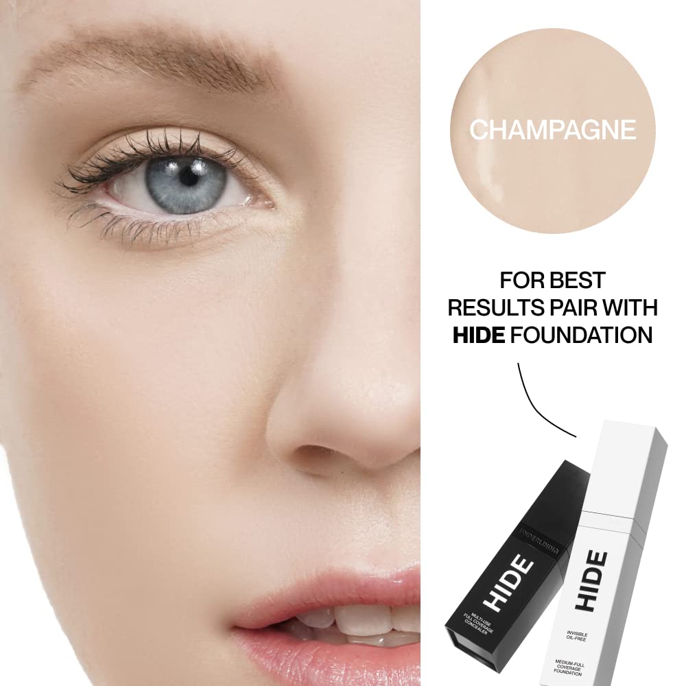 HIDE Liquid Concealer – Medium to Full Coverage for Blemishes & Dark Circles, Oil-Free, Champagne