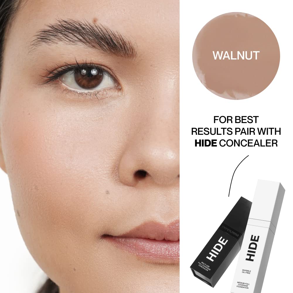 HIDE PREMIUM Liquid Foundation – Walnut | All Skin Types, Buildable Coverage, 12+ Hour Wear