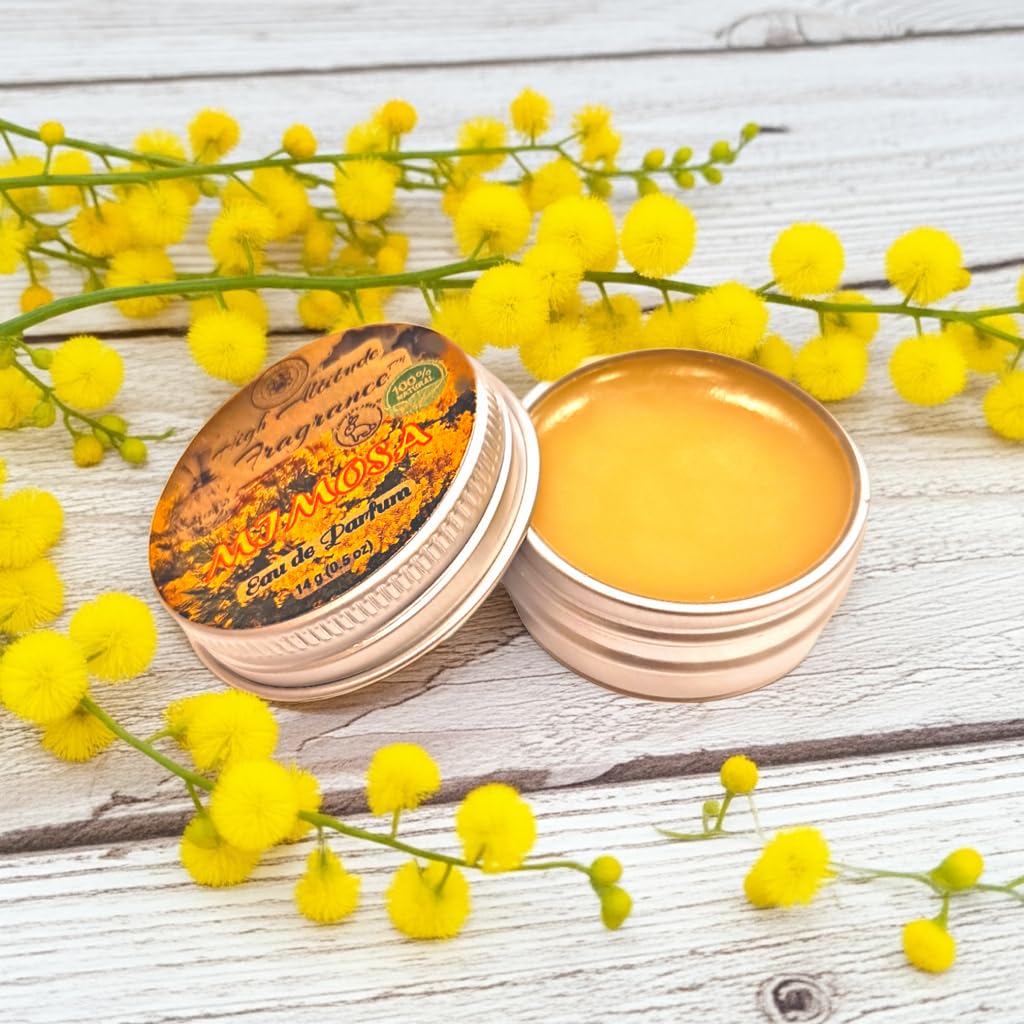 HIGH ALTITUDE ORGANICS MIMOSA Solid Perfume Balm – Eau de Parfum, Travel Size 0.5oz