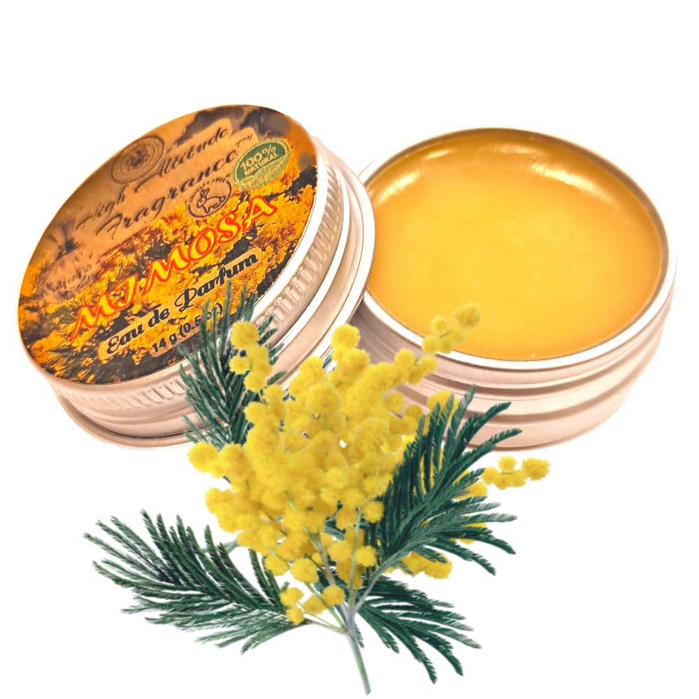 HIGH ALTITUDE ORGANICS MIMOSA Solid Perfume Balm – Eau de Parfum, Travel Size 0.5oz
