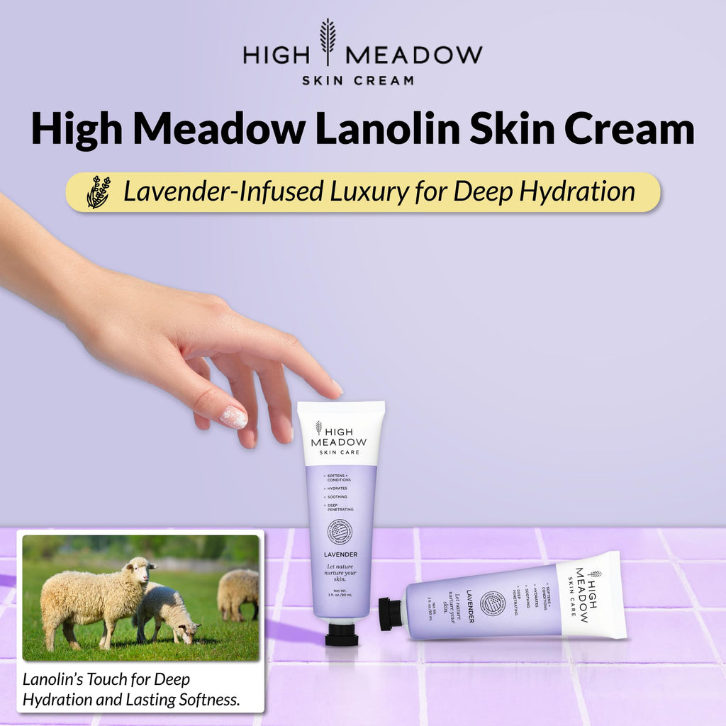 High Meadow Lanolin Skin Cream – Deep Hydration for Dry Skin (3.0 oz Lavender Moisturizer)