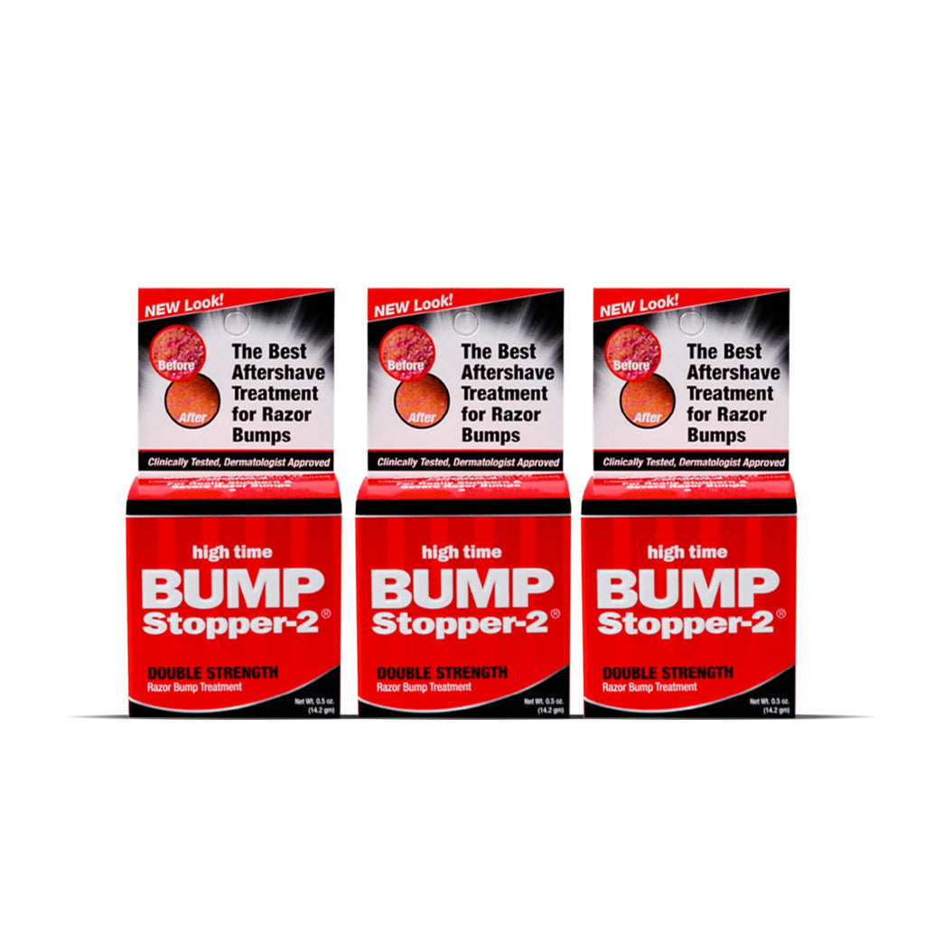 High Time Bump Stopper 2 Double Strength Razor Bump Treatment – Razor Burn Relief & Ingrown Hair Solution (0.5 oz, 3 Pack)