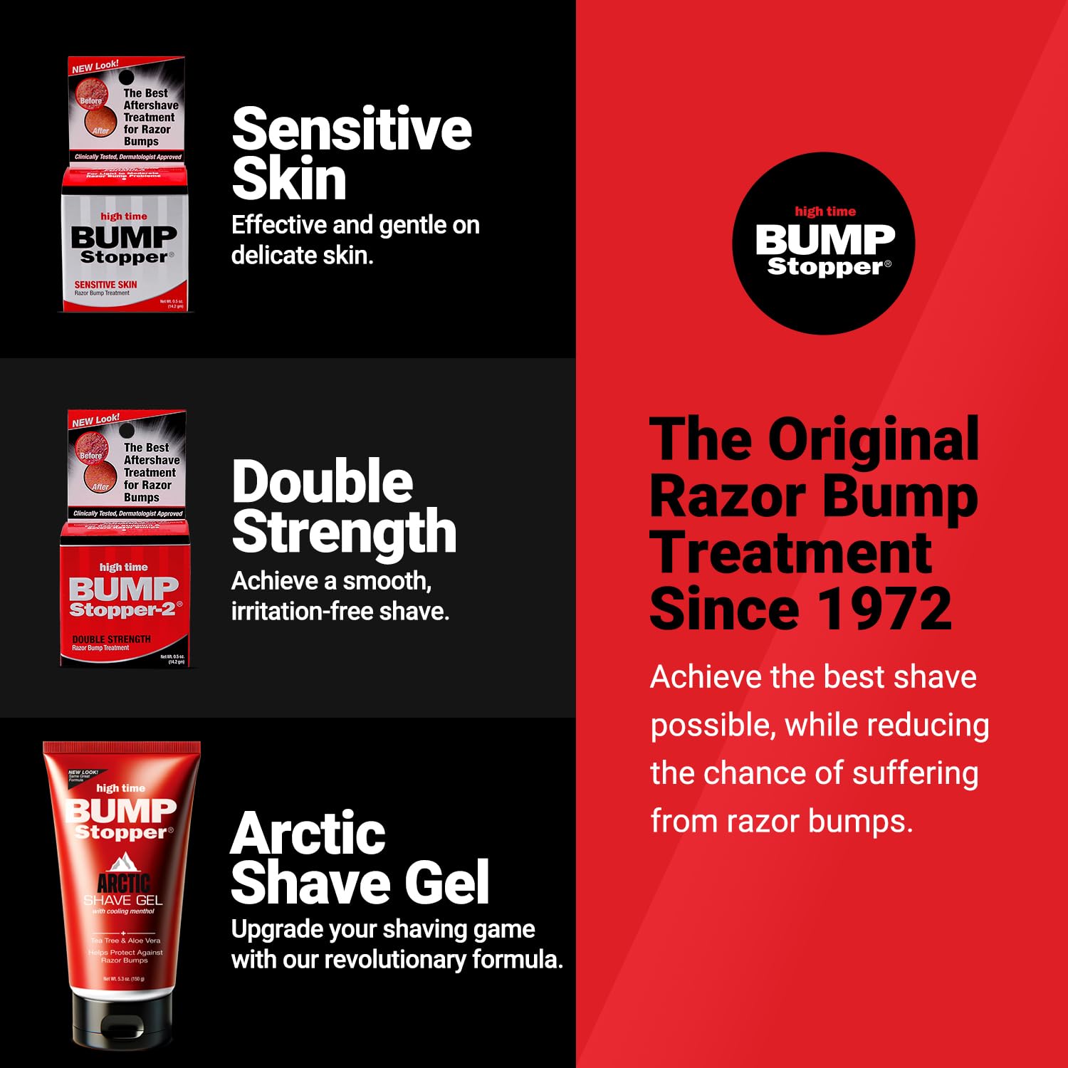 High Time Bump Stopper 2 Double Strength Razor Bump Treatment – Razor Burn Relief & Ingrown Hair Solution (0.5 oz, 3 Pack)