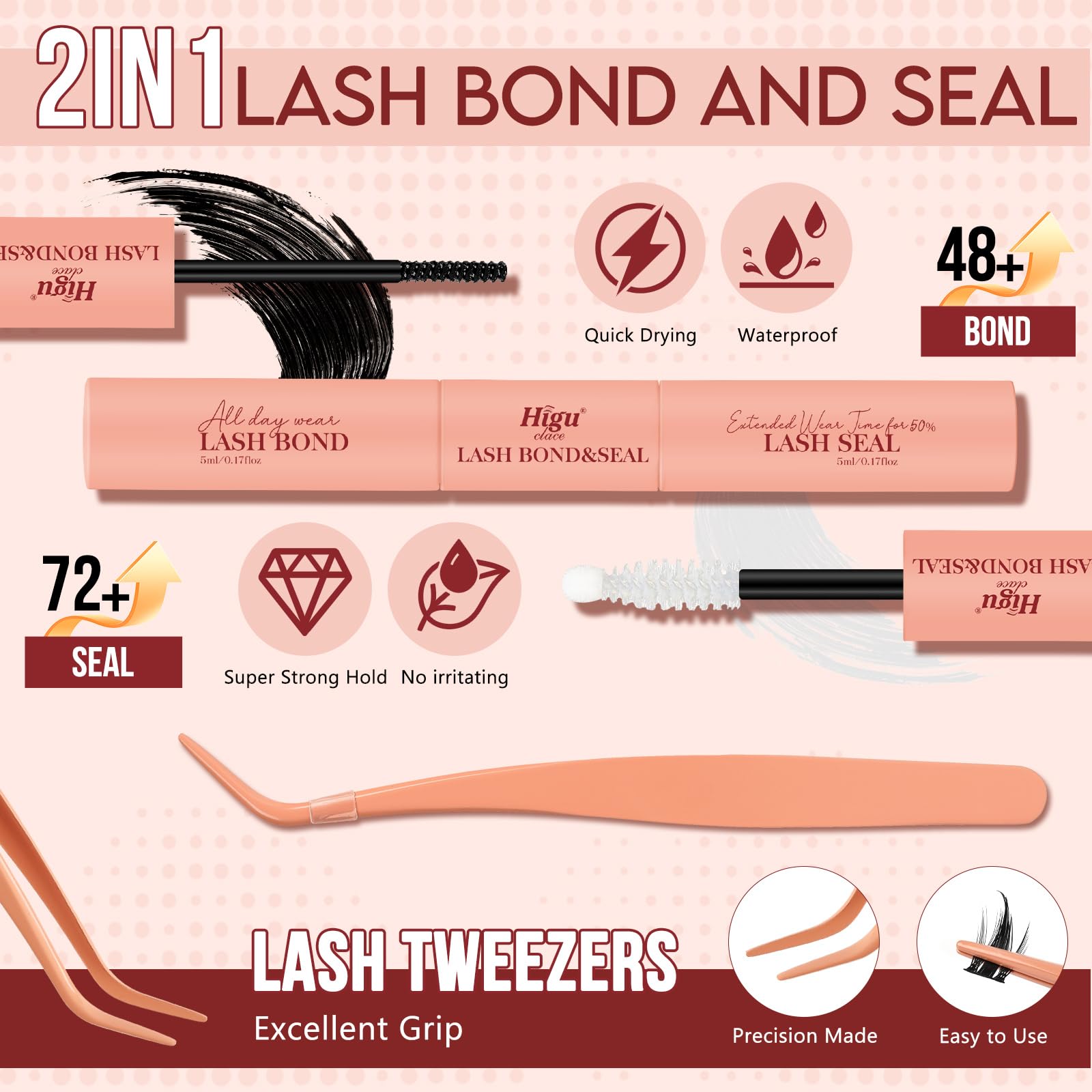 Higu clace Manga-Lash-Clusters Kit 120Pcs 10-16mm with Spikes – Anime Style DIY Eyelash Extensions with Bond, Seal & Tweezers