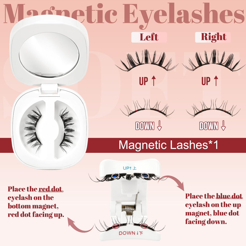 Higu clace Magnetic Eyelashes Kit – Glue-Free, Reusable Manga Lashes with Applicator (GD-Soft-RC-C)