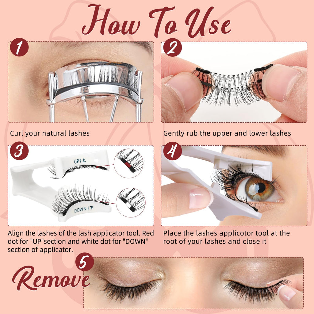 Higu Clace Magnetic Eyelashes with Applicator – 2 Pairs No Glue Needed, Reusable