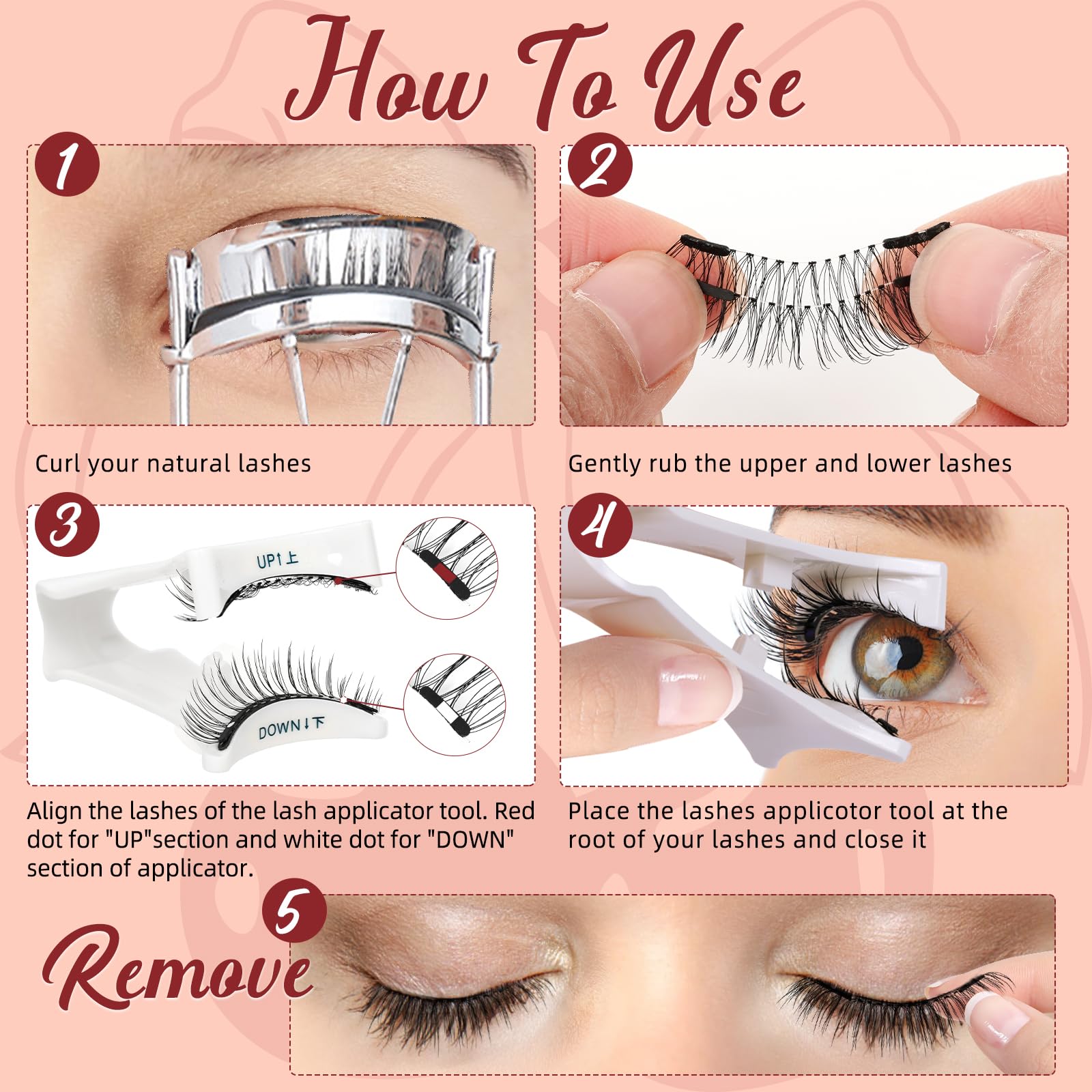 Higu Clace Magnetic Eyelashes with Applicator – 2 Pairs No Glue Needed, Reusable