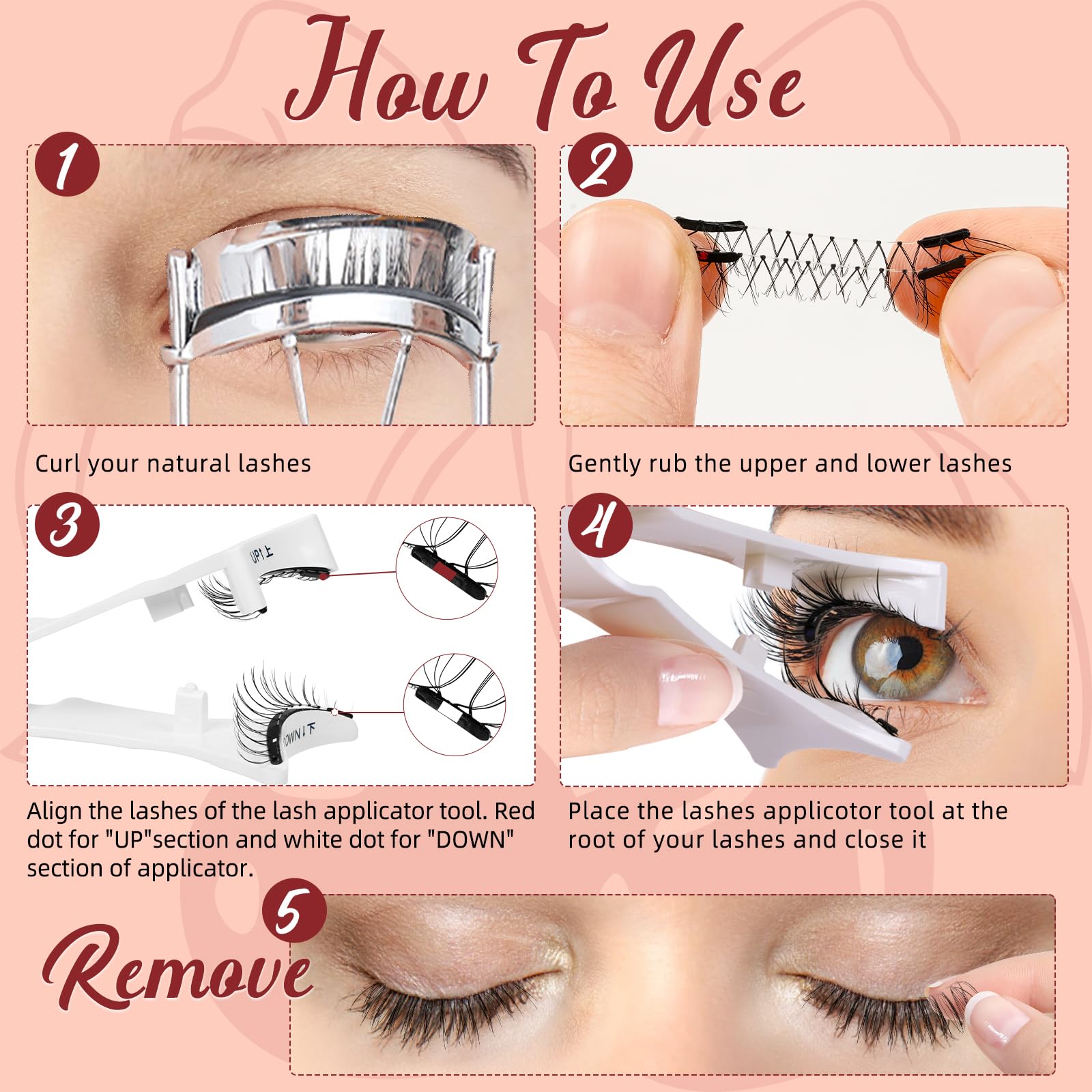 Higu Clace Magnetic Eyelashes with Applicator – 2 Pairs, No Glue Needed, Reusable Magnetic Lashes NZH-A+G