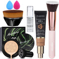 Hilareco Air Cushion CC Cream – PHOERA CC+ Cream SPF25, Hydrating Serum, Primer & Kabuki Brush Set