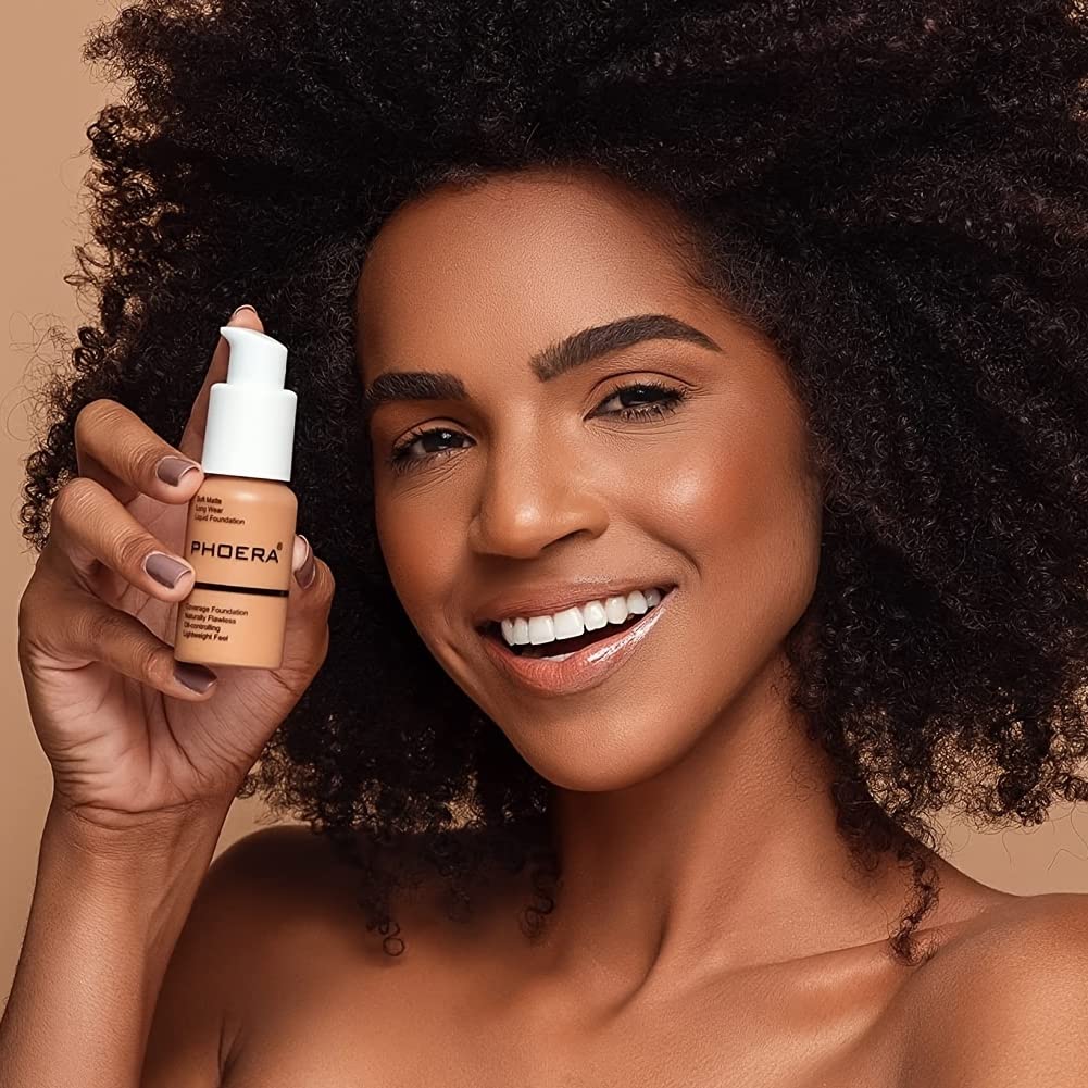 Hilareco BestLand PHOERA Foundation 2Pack – Full Coverage Liquid Foundation, Oil-Free, Long-Lasting, Shades 104 Buff Beige & 105 Sand