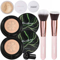 Hilareco Mushroom Head Air Cushion CC Cream #03 Warm Nude + Phoera Powder Set with Sponge & Flat Top Kabuki Brush