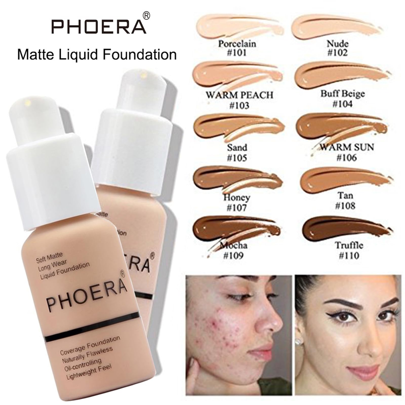 Hilareco PHOERA 4-in-1 Tinted Moisturizer Foundation Serum | Color Correcting & Hydration