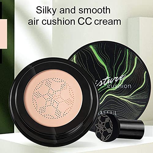 Hilareco Mushroom Head Air Cushion CC Cream Natural Foundation (02 Natural) – Sponge & Kabuki Brush