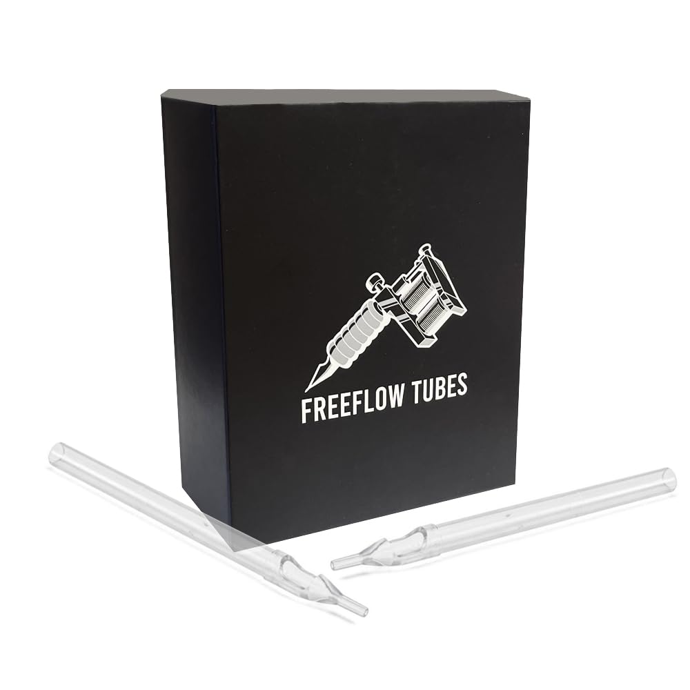 Hildbrandt Freeflow Gripless Long Tattoo Tubes – Clear Tip, 8–9mm Grip Compatibility (5RT)
