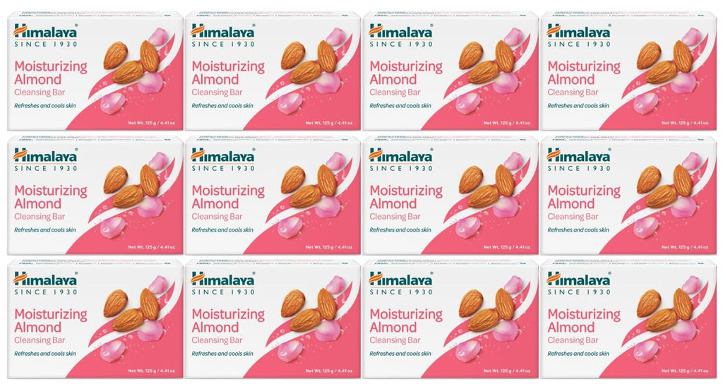 Himalaya Moisturizing Almond Cleansing Bar (4.41 oz) – Face & Body Soap, 12 Pack