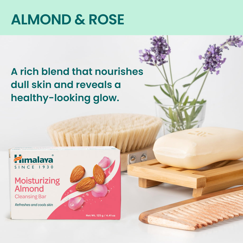 Himalaya Moisturizing Almond Cleansing Bar (4.41 oz) – Face & Body Soap, 12 Pack