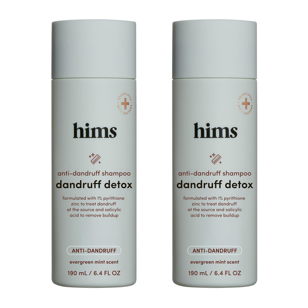 hims & hers Dandruff Detox Shampoo with Pyrithione Zinc, Argan & Avocado Oils – Sulfate-Free, Evergreen Mint Scent – 6.4 fl oz (2-Pack)