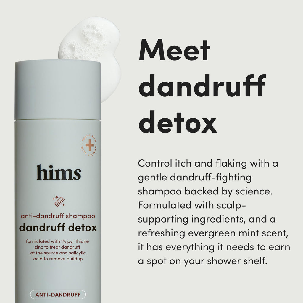 HIMS Dandruff Detox Anti Dandruff Shampoo – 1% Pyrithione Zinc, Argan Oil, Evergreen Mint, Paraben & Sulfate Free – 6.4 fl oz