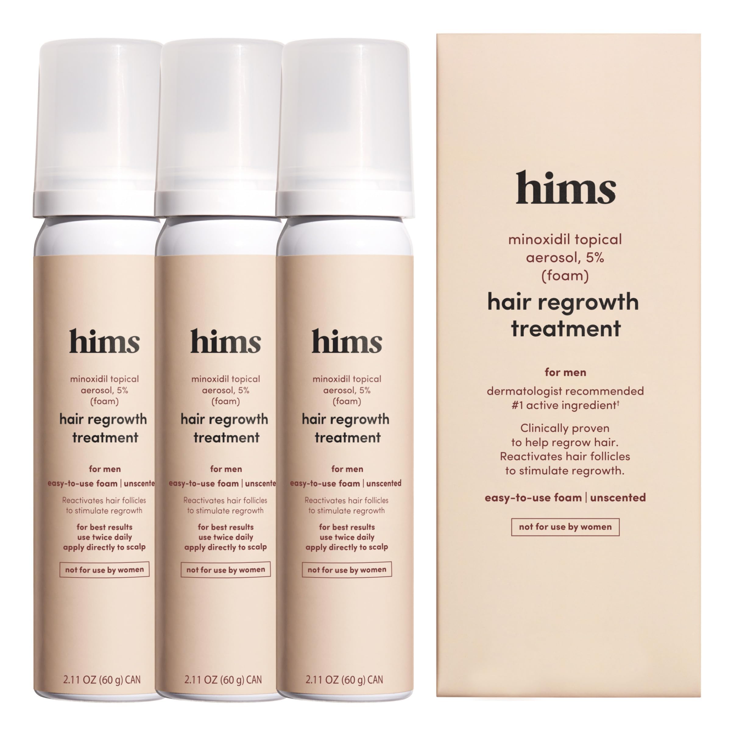 hims Hair Regrowth Treatment - Minoxidil 5% Topical Solution for Men - Extra Strength - Unscented - 3 Pack