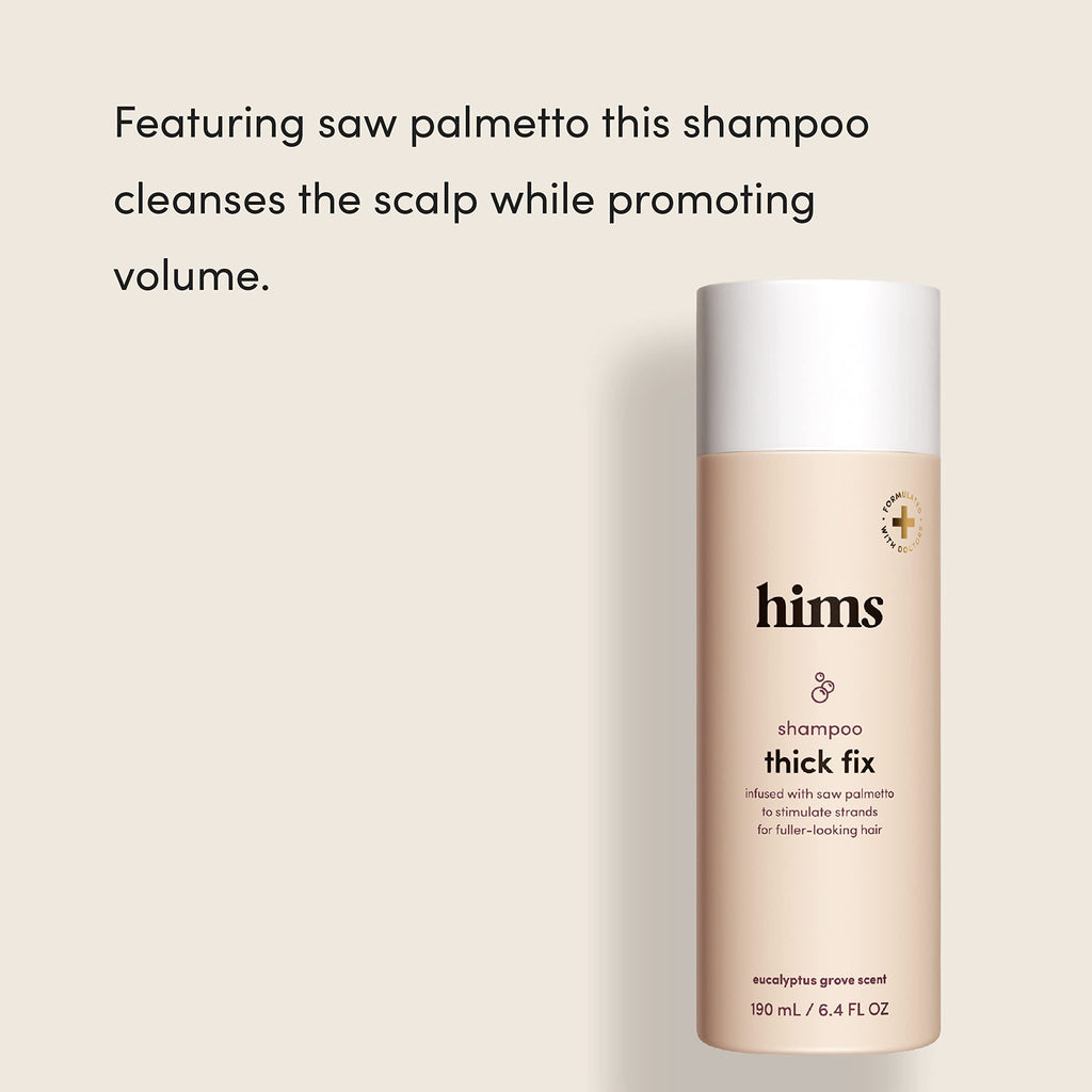 Hims & Hers Thick Fix Shampoo + 5% Minoxidil Foam Set for Men – Fuller-Looking, Moisturizing, Color Safe