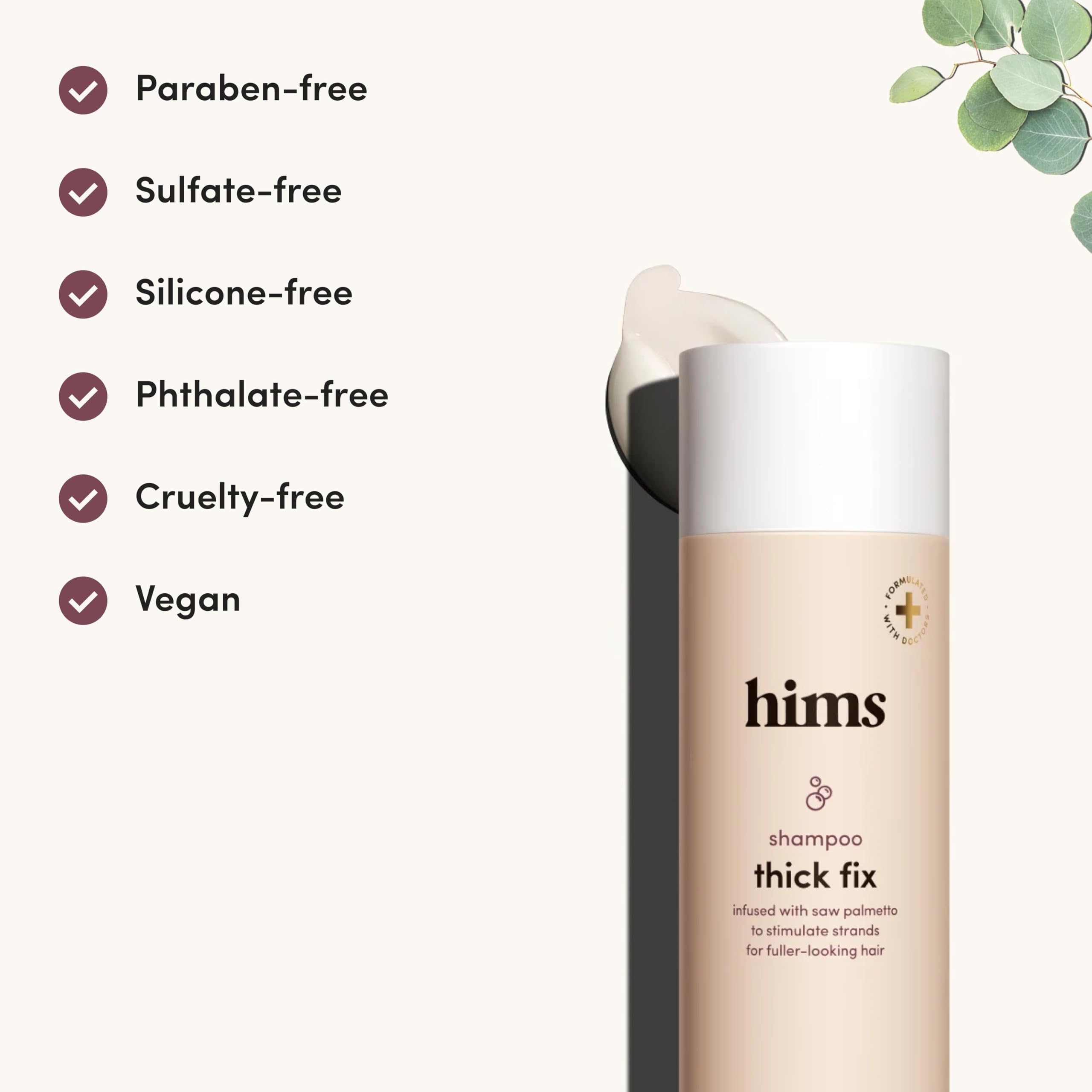 hims Thick Fix Shampoo – Saw Palmetto for Fuller-Looking Hair, Vegan & Sulfate-Free (2x6.4oz) | Hims & Hers