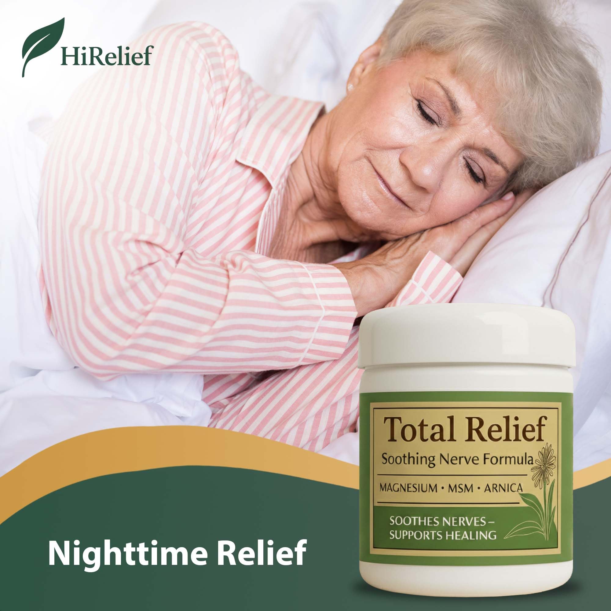 HiRelief Total Relief Magnesium Cream for Nerves – Fast-Absorbing Arnica + MSM, 4 oz