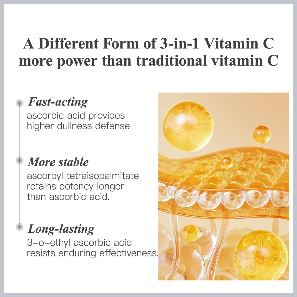 HKH Triple Vitamin C Serum Capsules for Face – Dark Spots, Camellia Niacinamide VE Anti-Aging Serum for Women, 28 Capsules