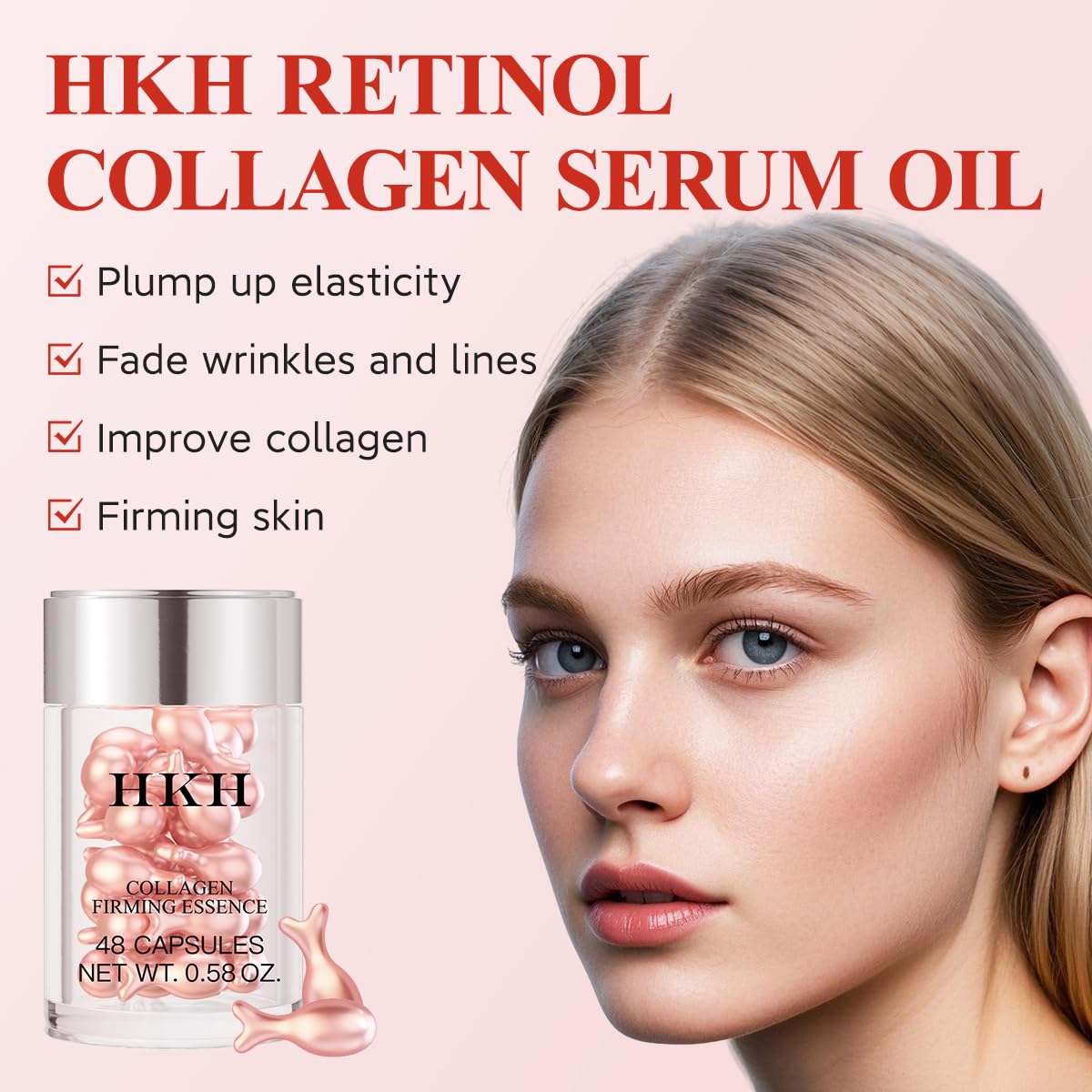 HKH Pro-Retinol Serum Capsules – 96 Capsules for Anti-Aging, Hydration & Firmness | Travel-Friendly Skincare for Women