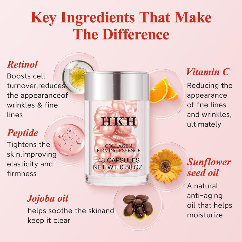 HKH Pro-Retinol Serum Capsules – 96 Capsules for Anti-Aging, Hydration & Firmness | Travel-Friendly Skincare for Women