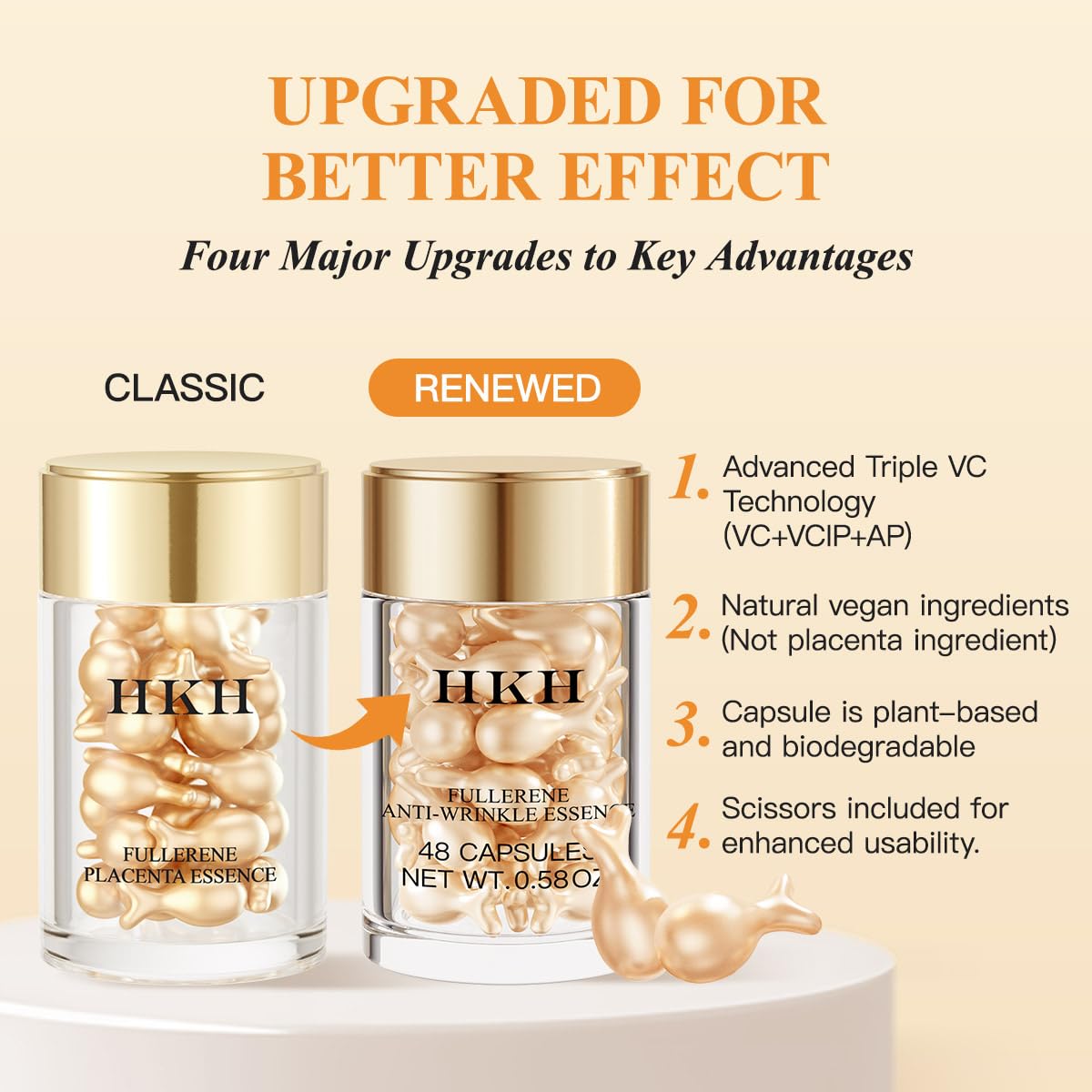 HKH Vitamin C Serum Oil with Vitamin E – Travel-Friendly 48 Capsules
