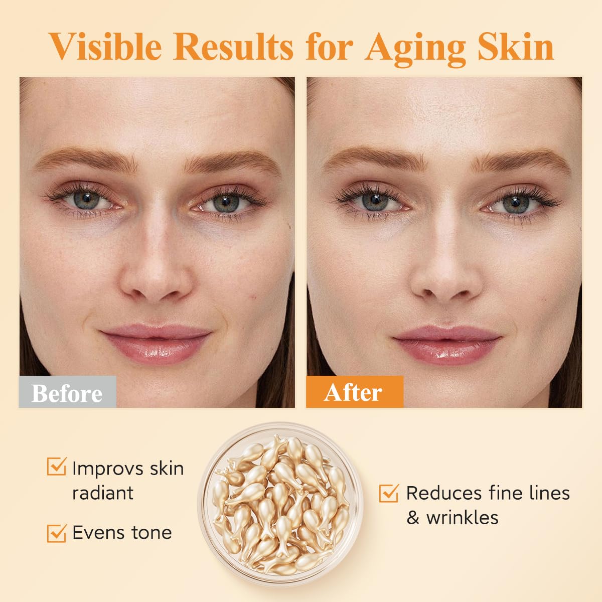 HKH Vitamin C Super Serum for Face – Vitamin C + E, Niacinamide, Travel Pack (76 Capsules)