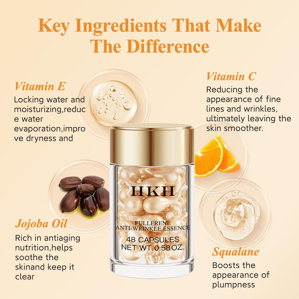 HKH Vitamin C Serum Capsules Set – 96 Morning Capsules | Hydrating Anti-Aging Face Serum