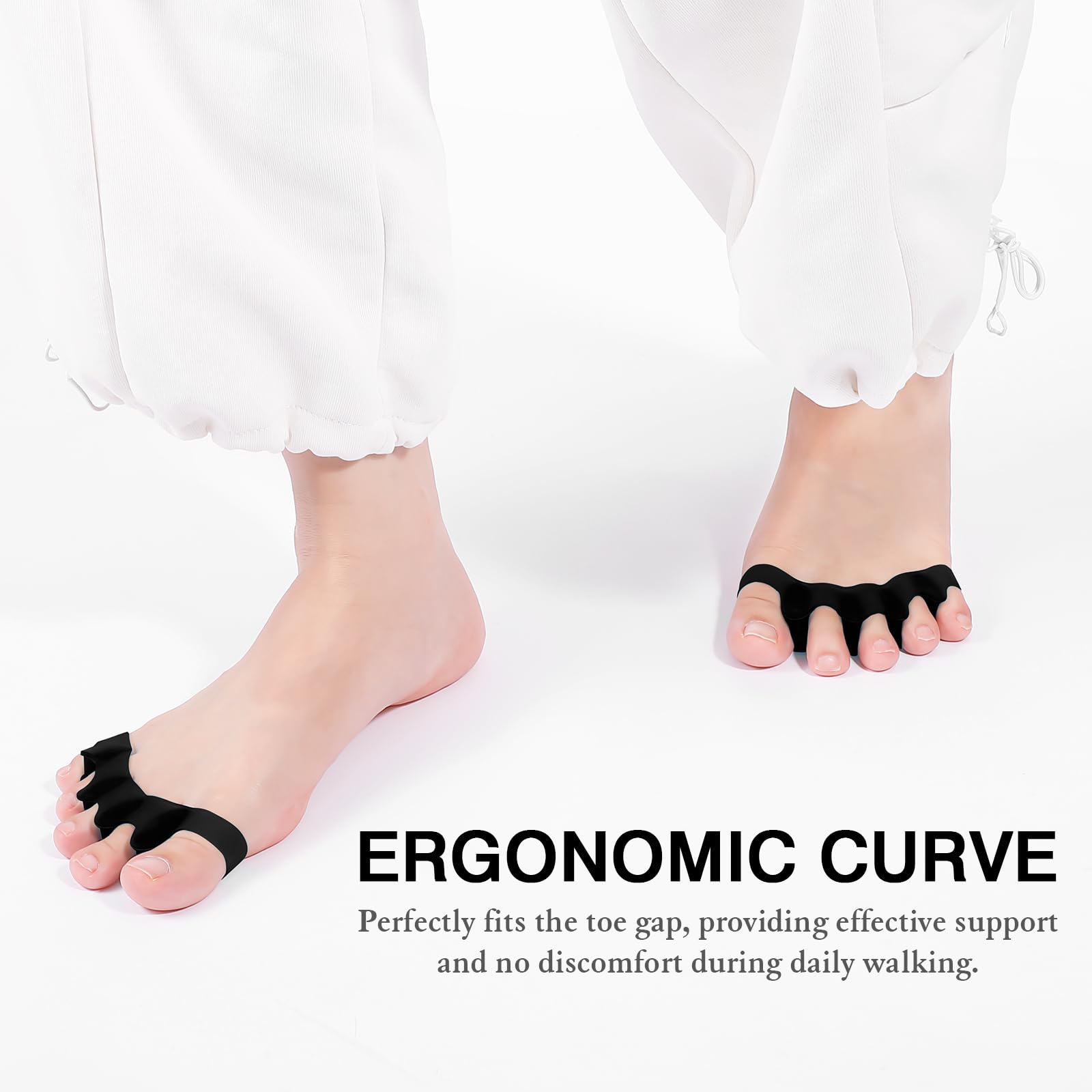 HLOES 8PCS Toe Spacers – Comfort, Alignment & Foot Care for Men & Women (Black)