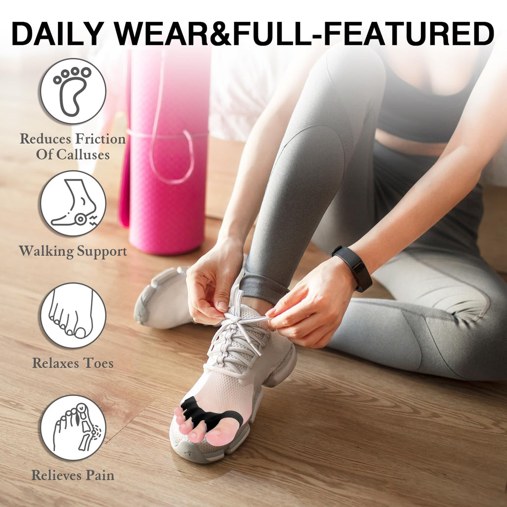 HLOES 8PCS Toe Spacers – Comfort, Alignment & Foot Care for Men & Women (Black)
