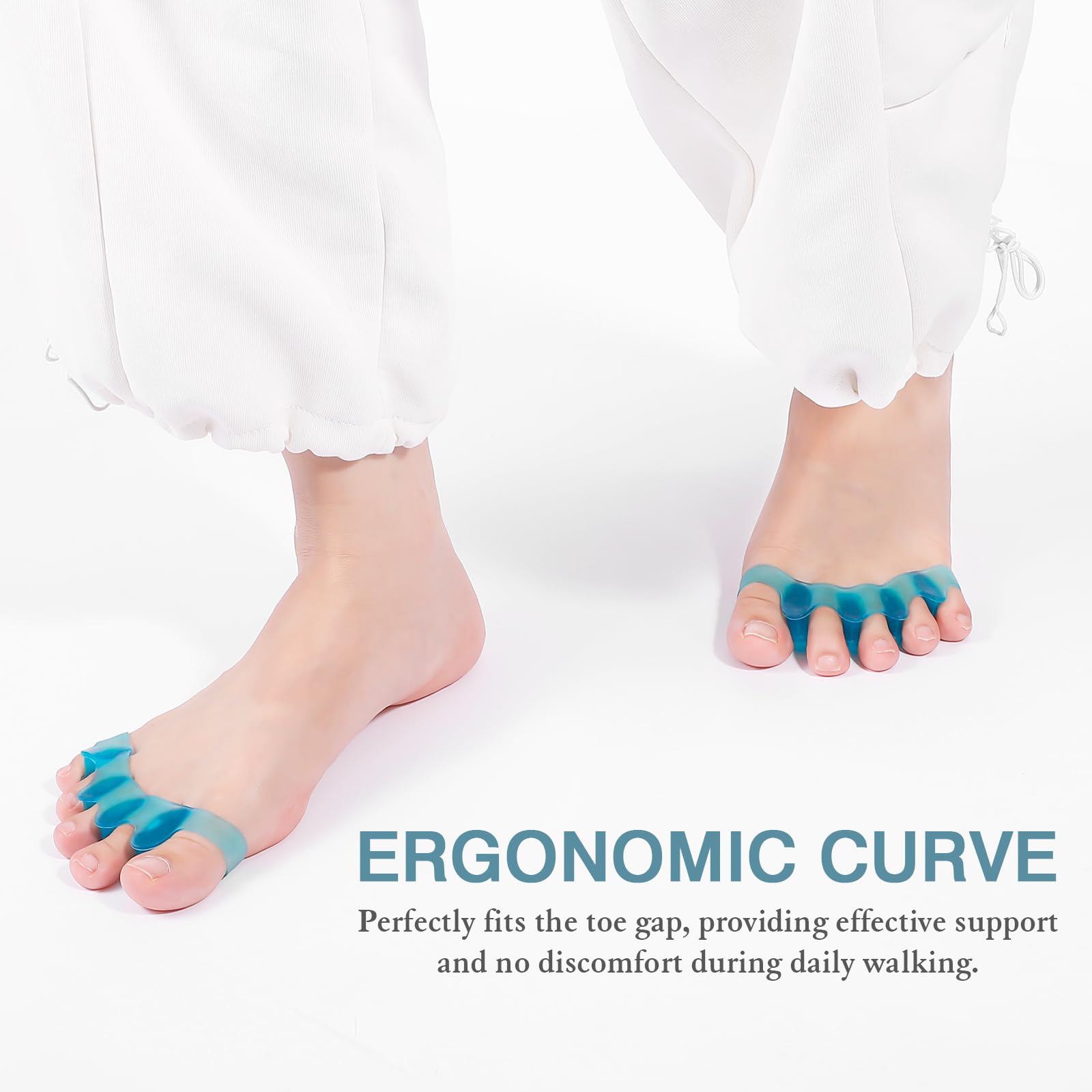 HLOES Toe Spacers 2-Pack – Unisex Toe Separators (Blue)