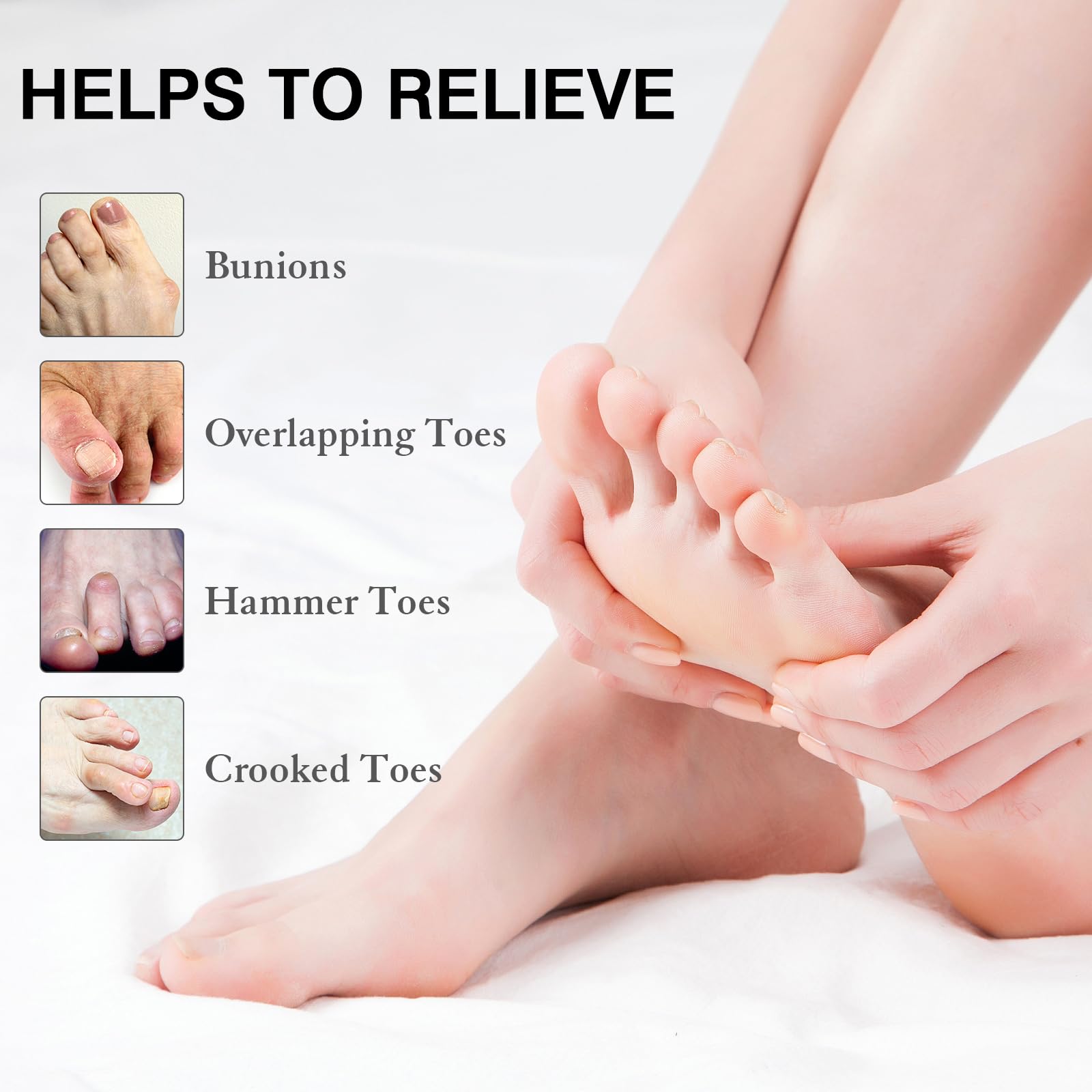 HLOES 8PCS Toe Spacers – Comfort, Alignment & Foot Care for Men & Women (Black)