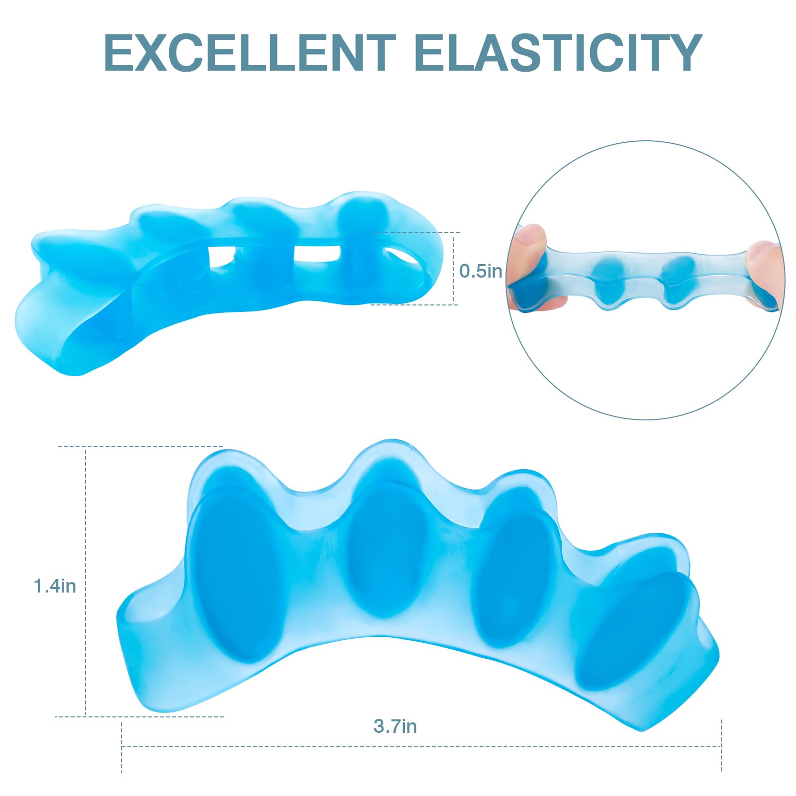 HLOES Toe Spacers 2-Pack – Unisex Toe Separators (Blue)