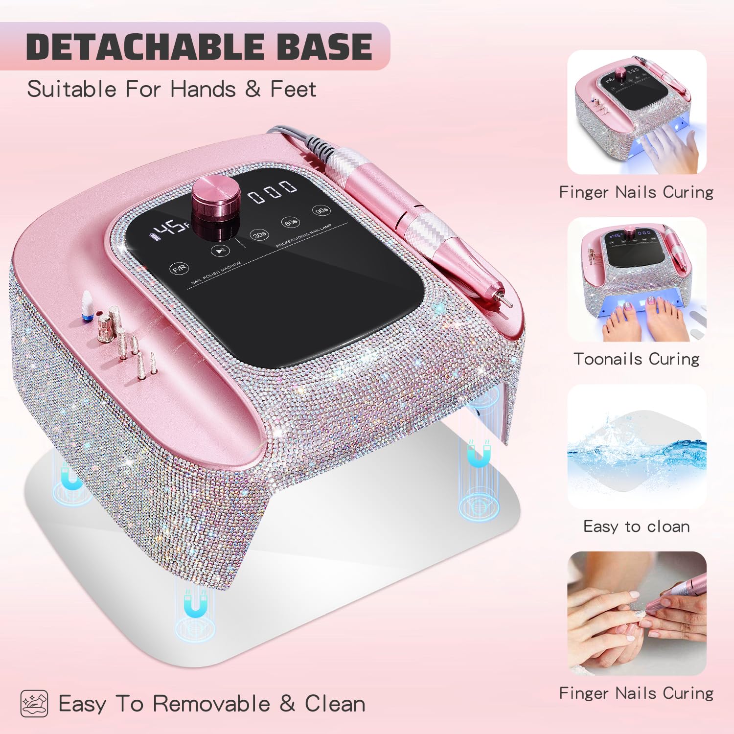 HNHFTT 2-in-1 Rechargeable Cordless Nail Lamp & Drill – 45000 RPM, Auto Sensor