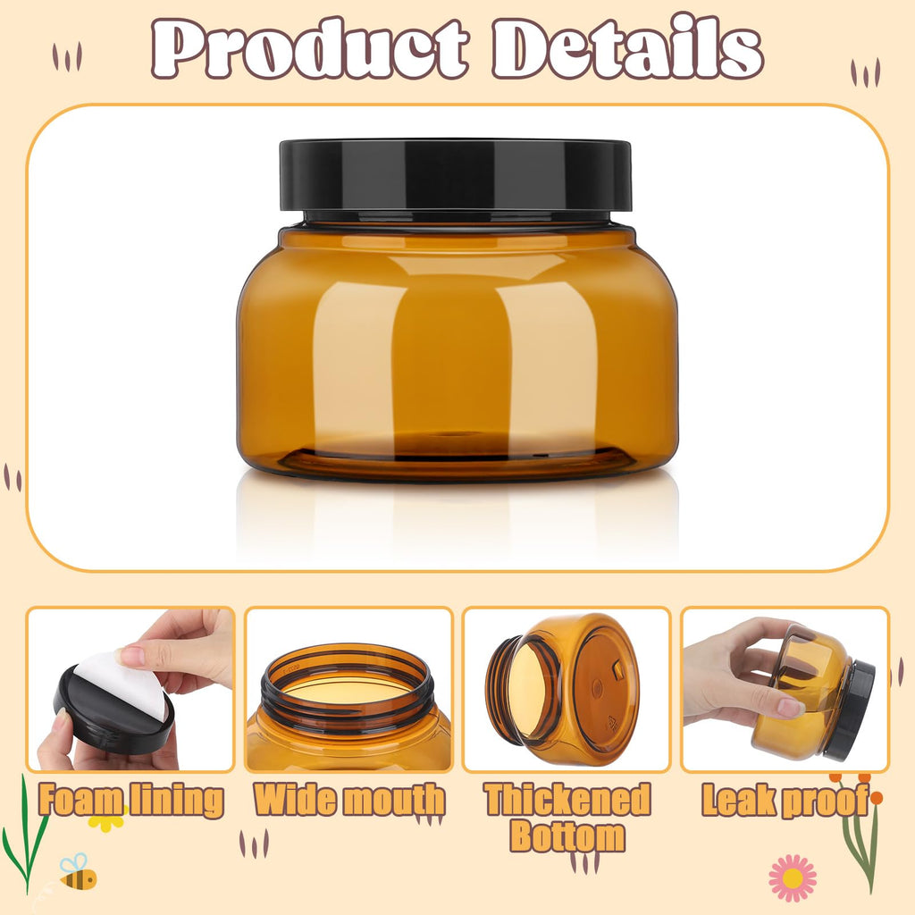 Hoemwarm 32 Pack Amber Jars with Lids – 8 oz Refillable Containers