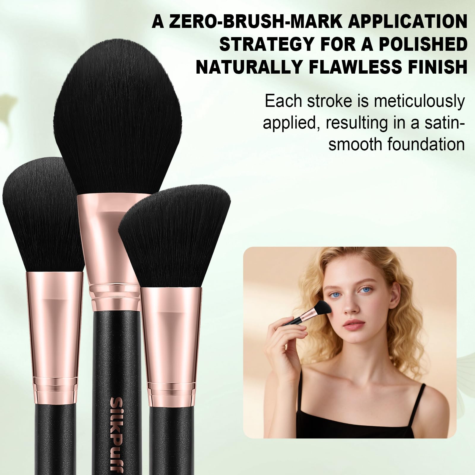 HOIFA Silkpuff 15-Piece Makeup Brush Set – Travel Case, Cruelty-Free Synthetic Hair