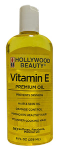 Hollywood Beauty Vitamin E Oil - Prevent Dryness, Rejuvenate Hair, Skin & Scalp | 8 oz (Pack of 2)