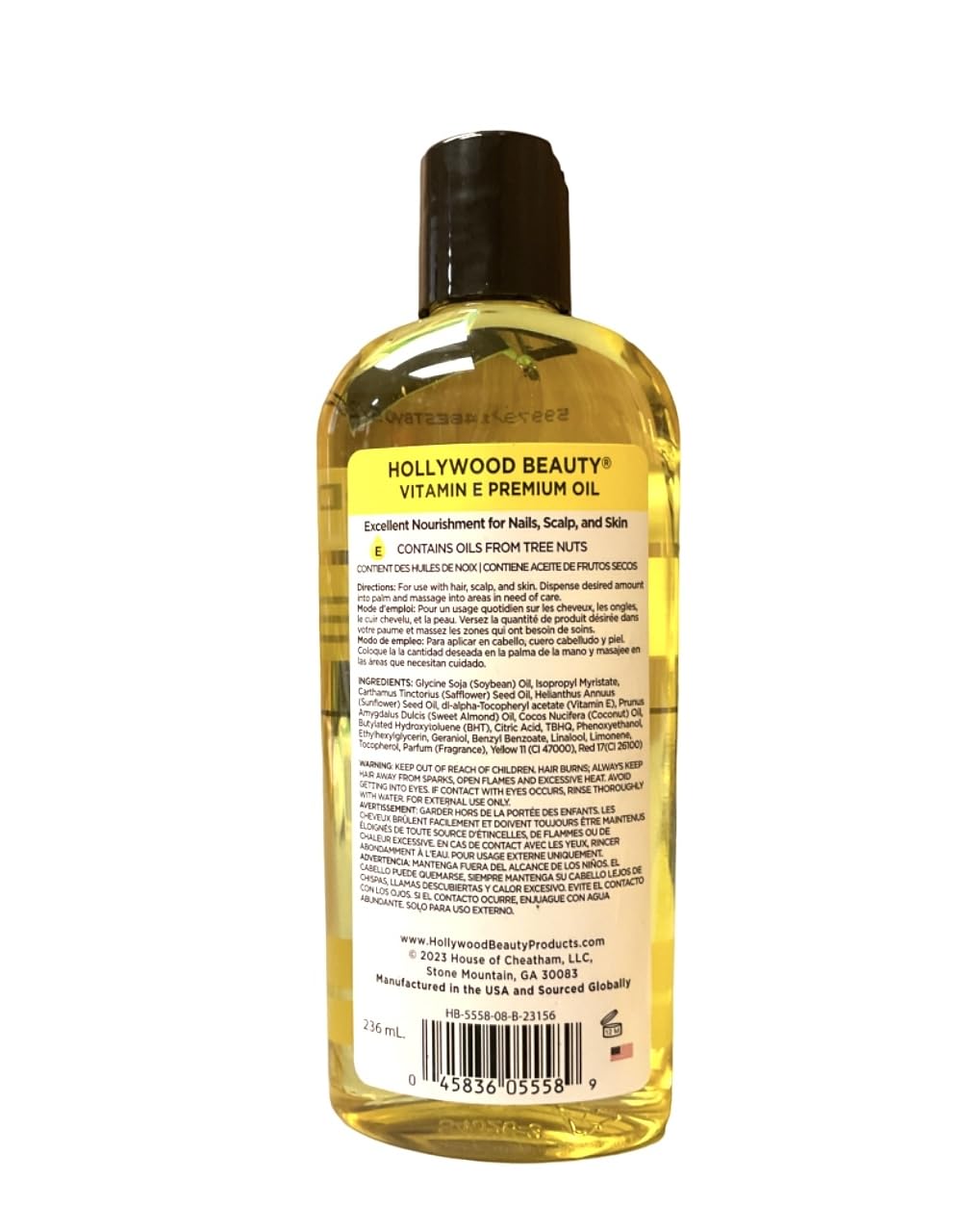 Hollywood Beauty Vitamin E Oil - Prevent Dryness, Rejuvenate Hair, Skin & Scalp | 8 oz (Pack of 2)