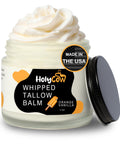 HolyCow Beef Tallow for Skin – Whipped Balm with Organic Jojoba Oil (Orange Vanilla) | Grass-Fed Face Moisturizer