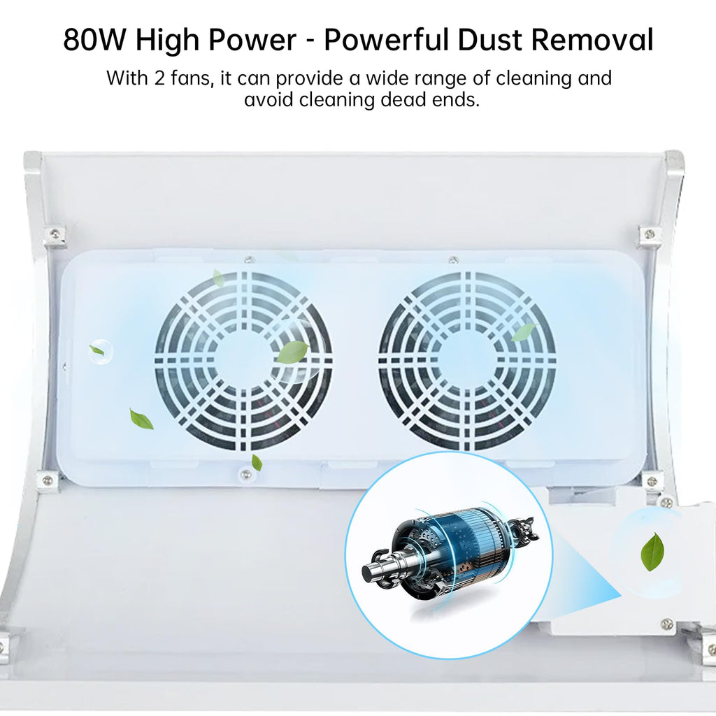 Hombasing Nail Dust Collector 80W – Dual Fan Vacuum for Acrylic Nails