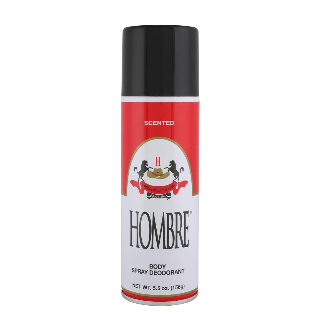HOMBRE Red Deodorant Body Spray Classic for Men – 5.5 oz, Long-Lasting Odor Protection