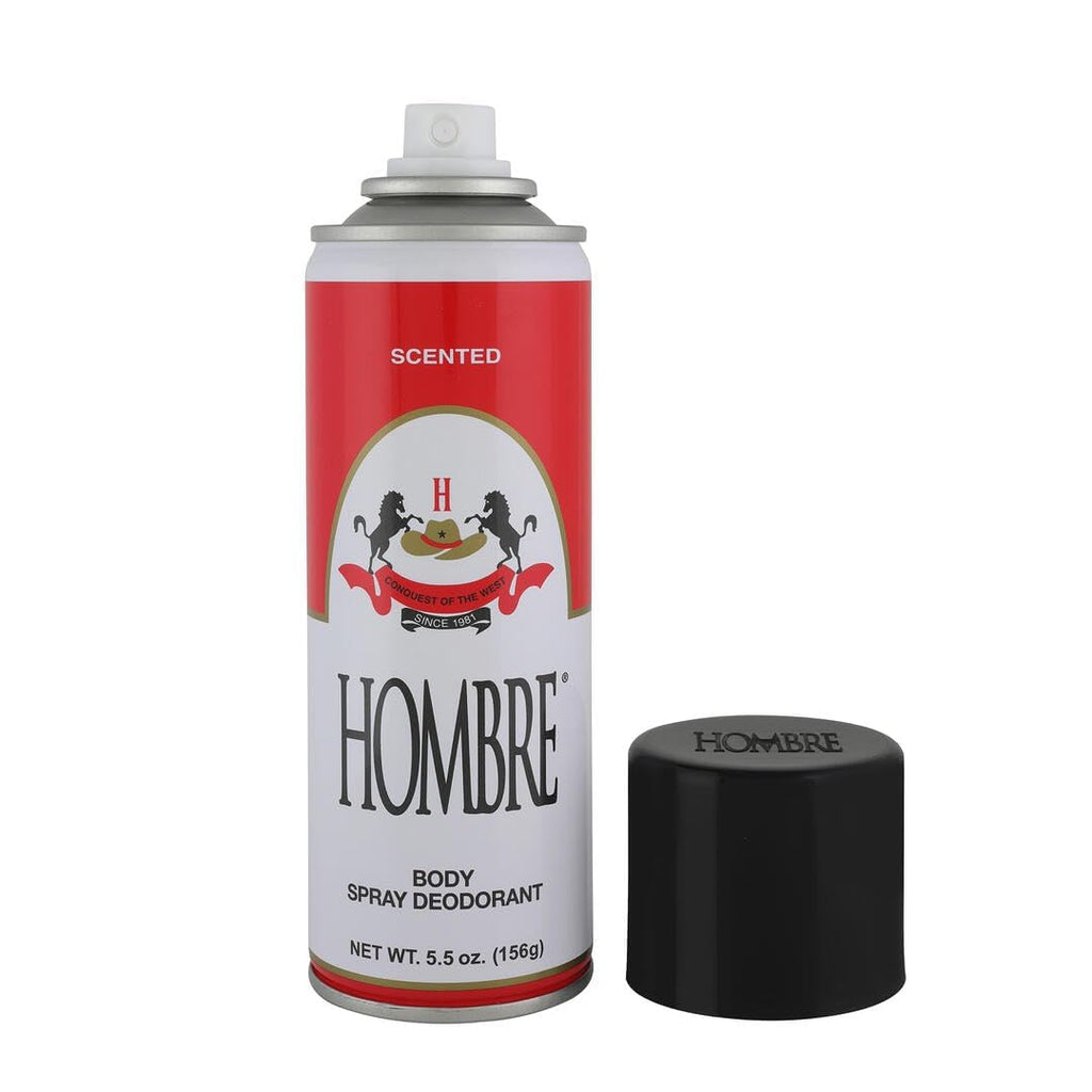 HOMBRE Red Deodorant Body Spray Classic for Men – 5.5 oz, Long-Lasting Odor Protection