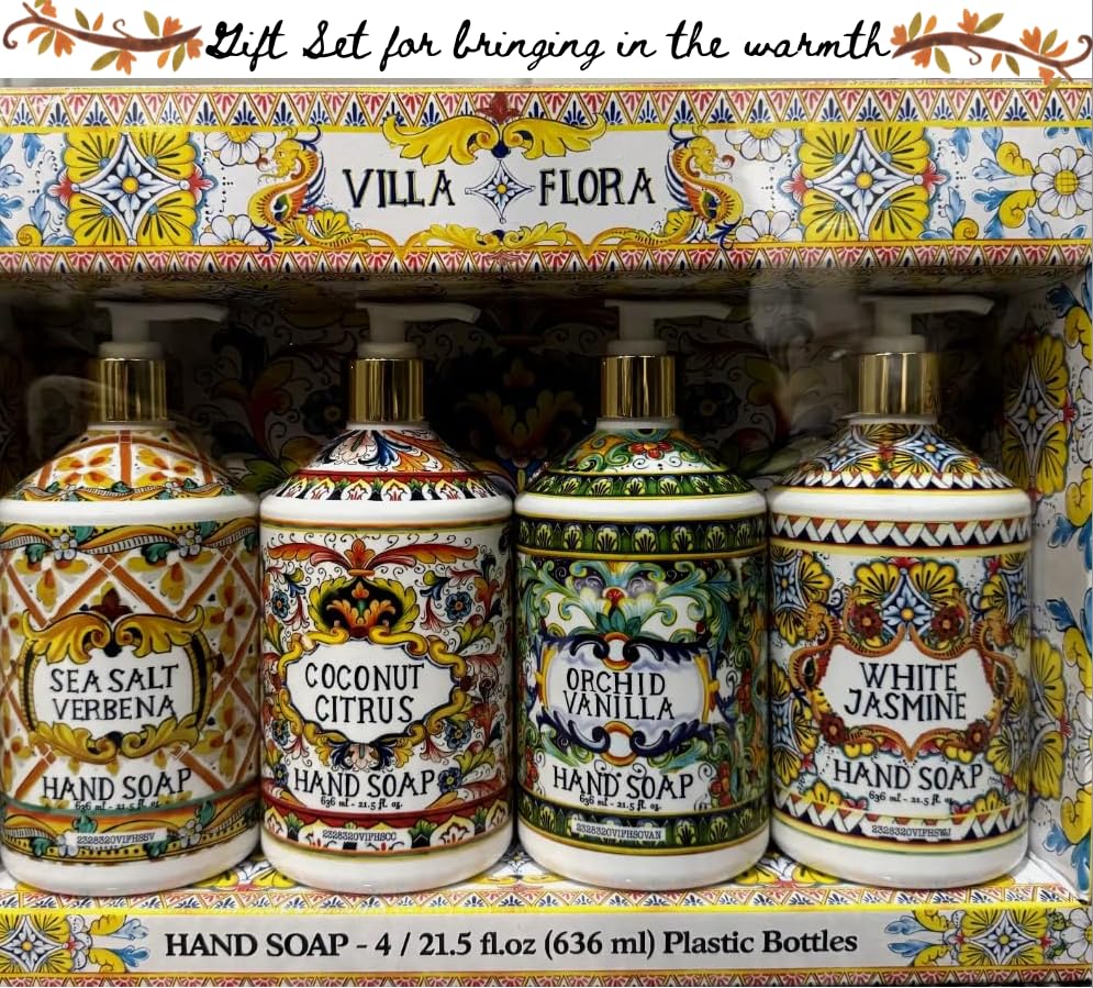 Home and Body Company Hand Soap – Villa Flora Collection 4-Pack, 16 oz Bottles