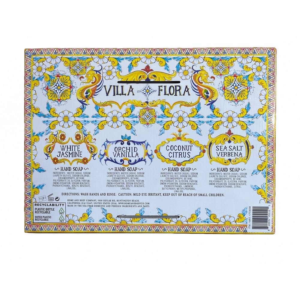 Home and Body Company Hand Soap – Villa Flora Collection 4-Pack, 16 oz Bottles