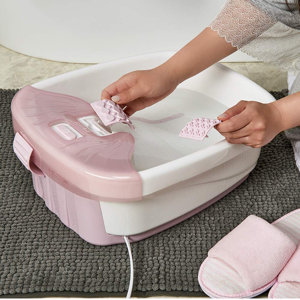 Homedics Bubble Bliss Deluxe Foot Spa – Heat, Bubbles & Raised Nodes (Pink)