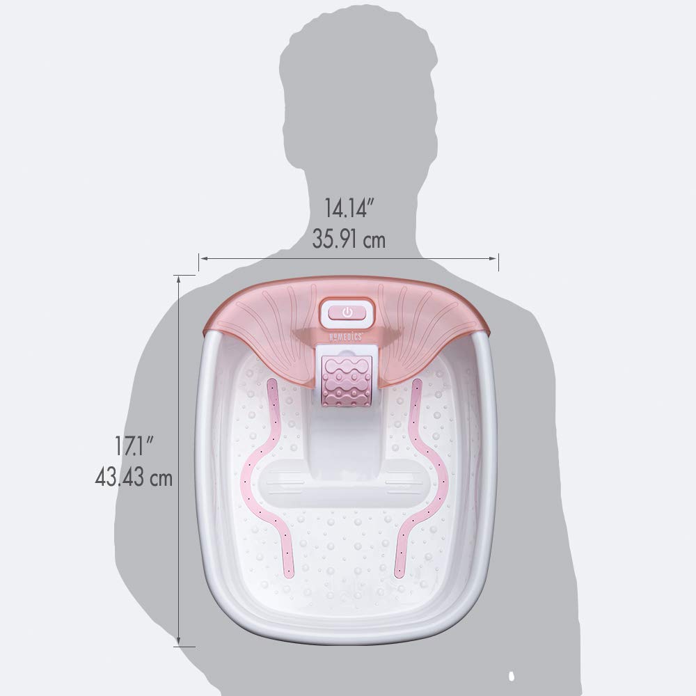 Homedics Bubble Bliss Deluxe Foot Spa – Heat, Bubbles & Raised Nodes (Pink)